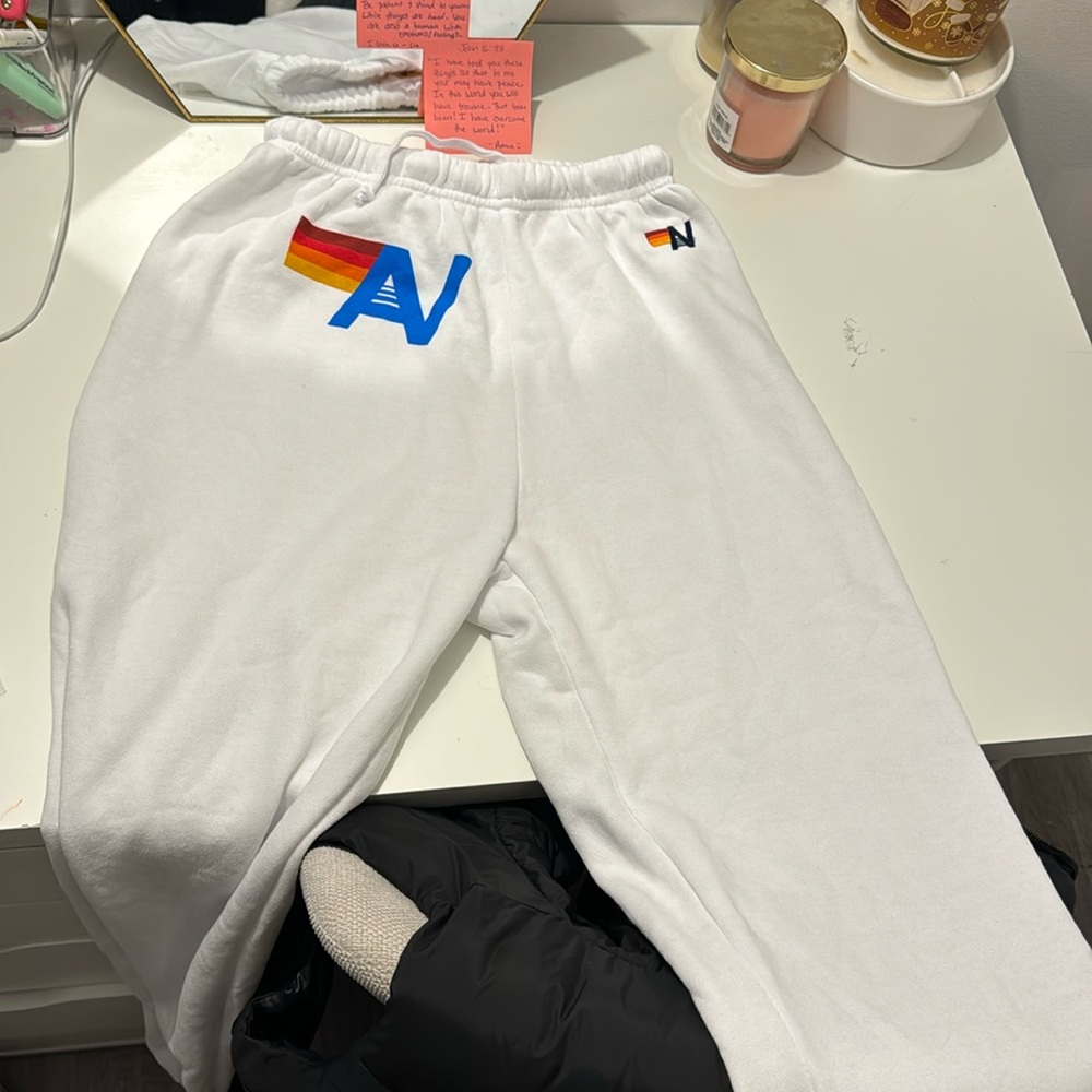 Aviator nation white sweatpants size small. Never worn. Brand new